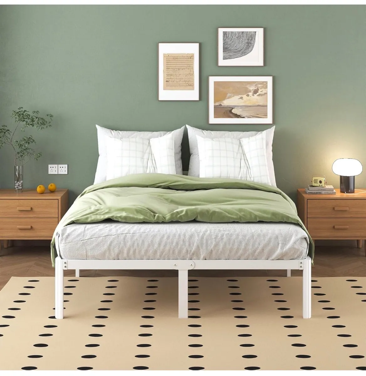 White Double Bed Frame 4ft6 with Rounded Corner Le - Image 1