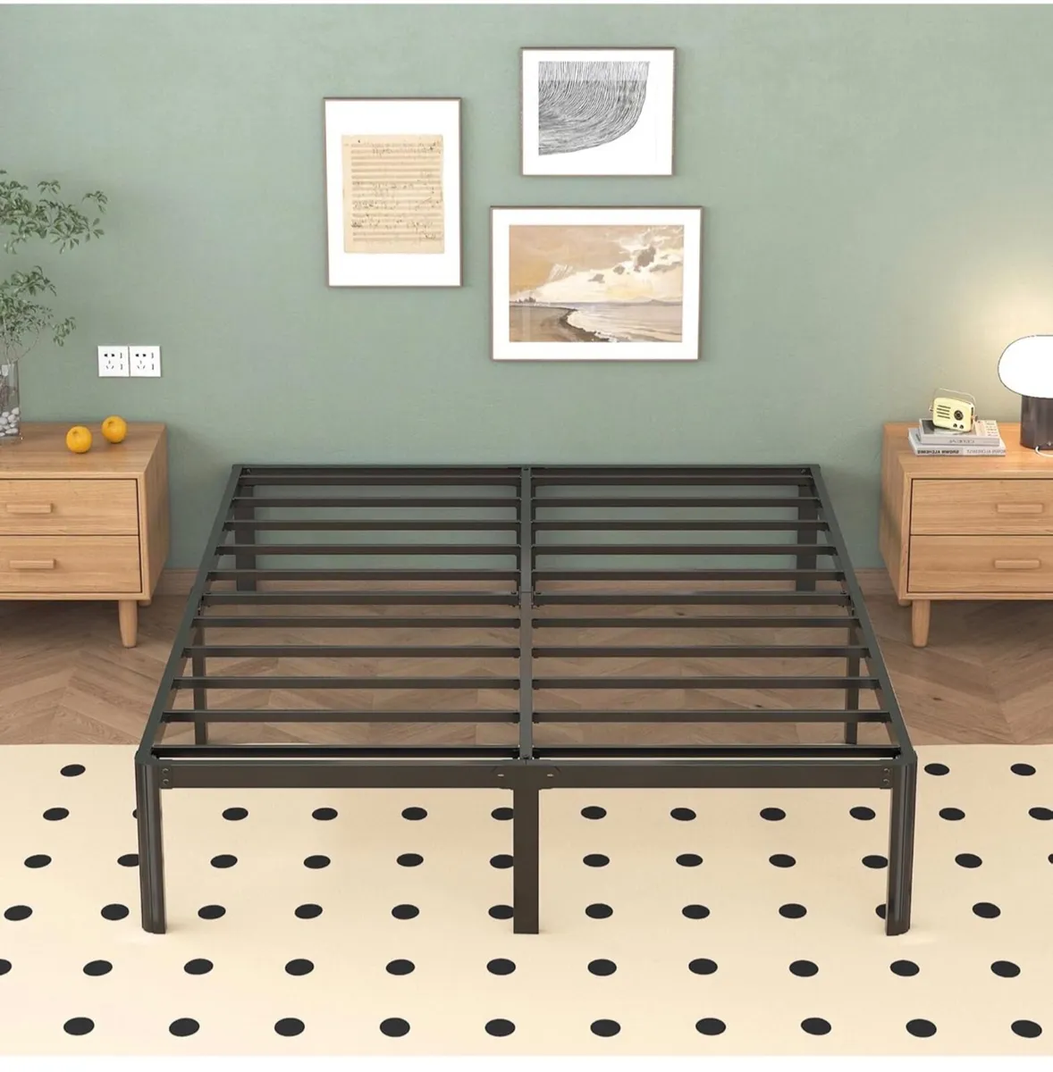 Double Bed Frame 4ft6 with Rounded Corner Legs, He - Image 4