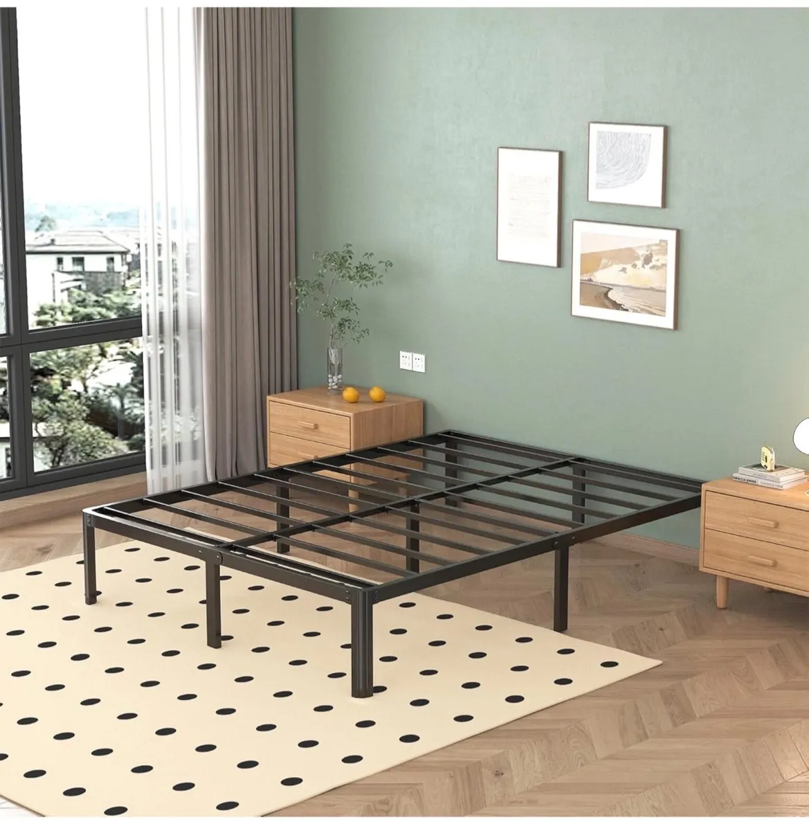 Double Bed Frame 4ft6 with Rounded Corner Legs, He - Image 2