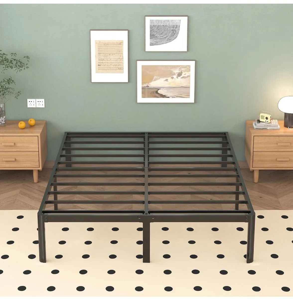 Double Bed Frame 4ft6 with Rounded Corner Legs, He - Image 3