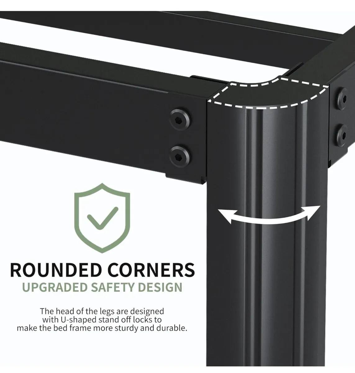 Double Bed Frame 4ft6 with Rounded Corner Legs, He - Image 4