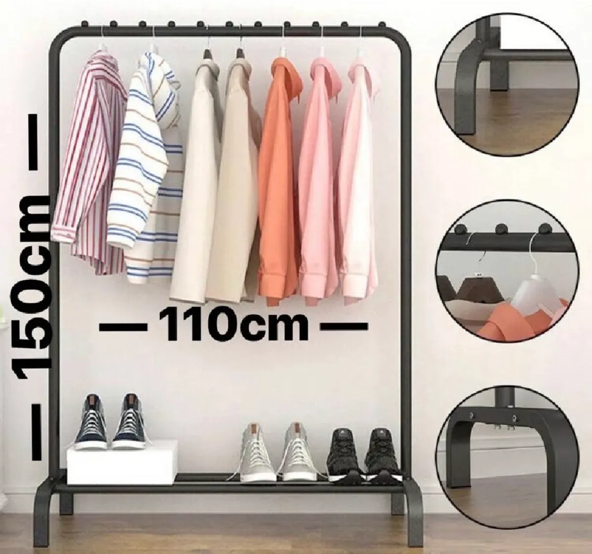 Metal Clothes Rail Rack with Shelf NEW - Image 2