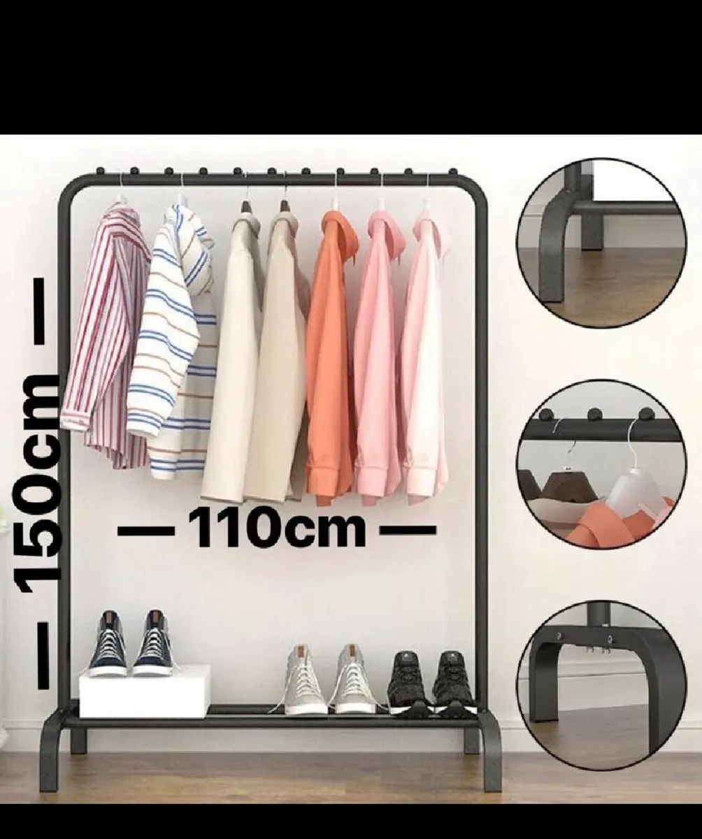 Metal Clothes Rail Rack with Shelf NEW - Image 1