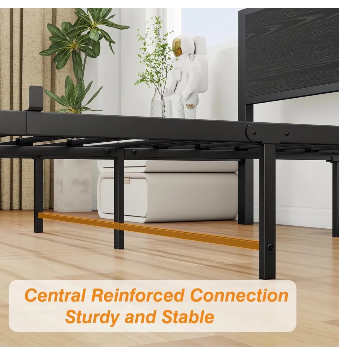 Double Bed Frame with Wooden Storage Shelf Headboa - Image 4
