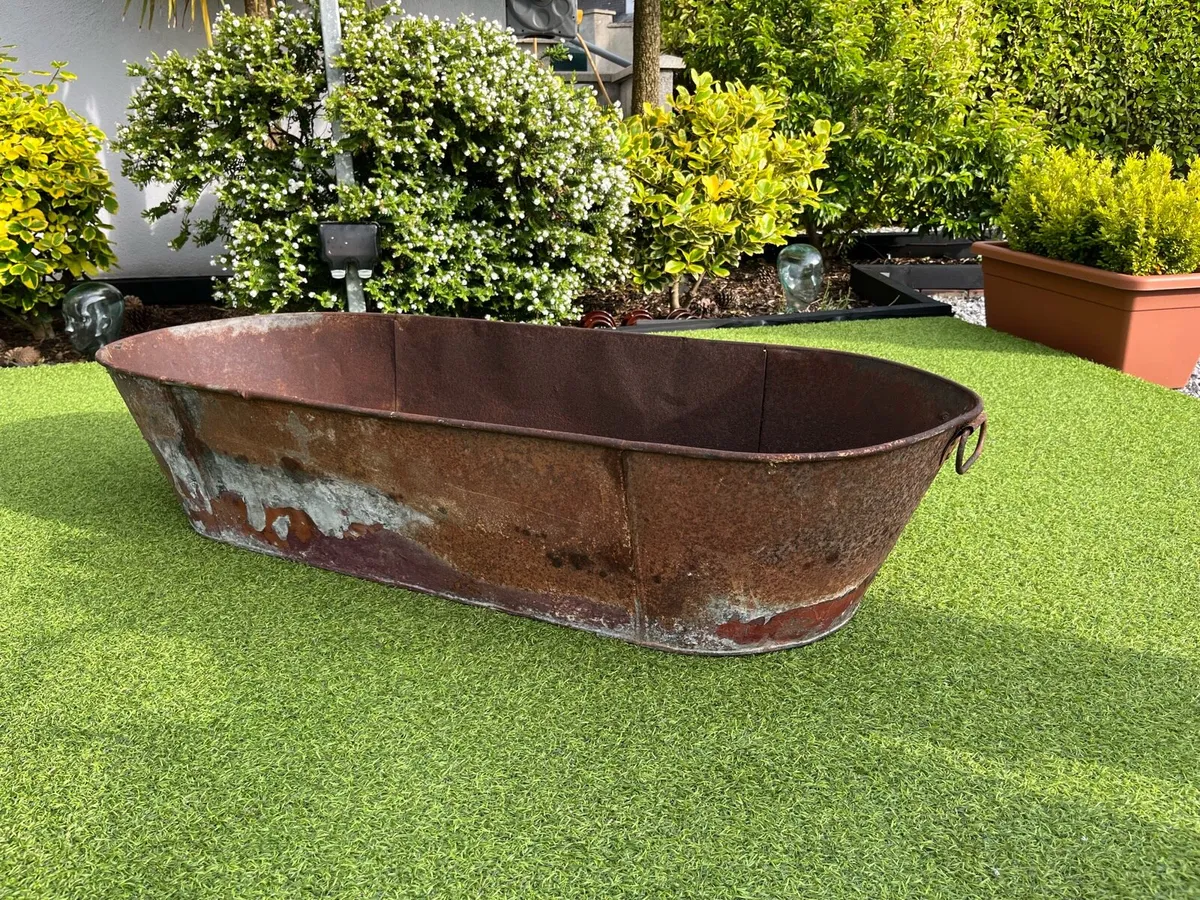Vintage Galvanised Bath - Image 2