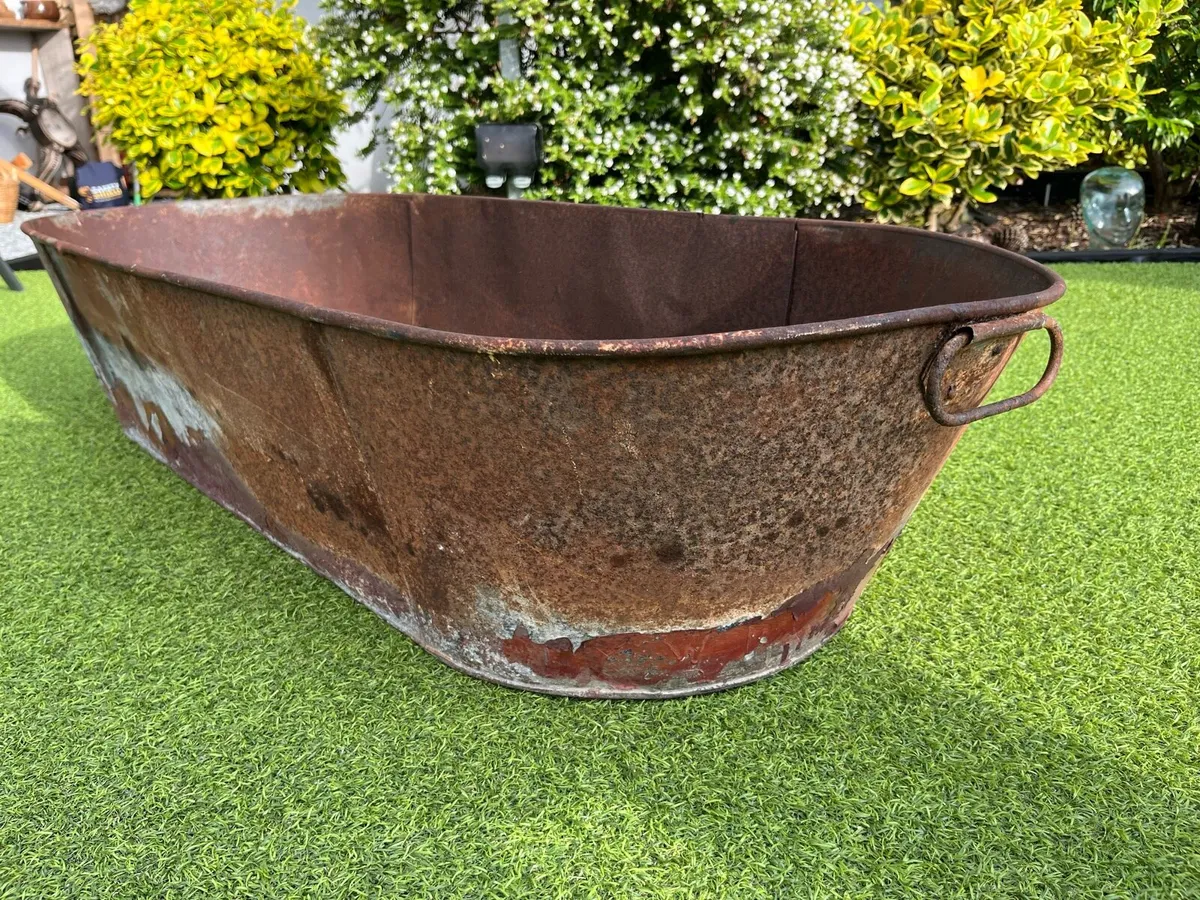 Vintage Galvanised Bath - Image 4