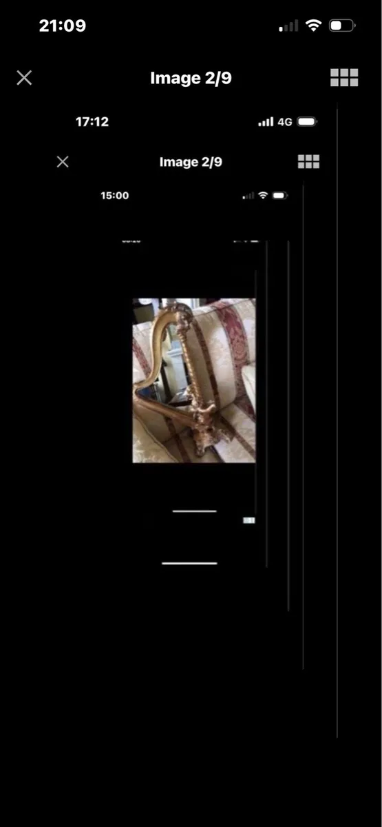 Antique Harp Shaped Tabletop Mirror - Image 2