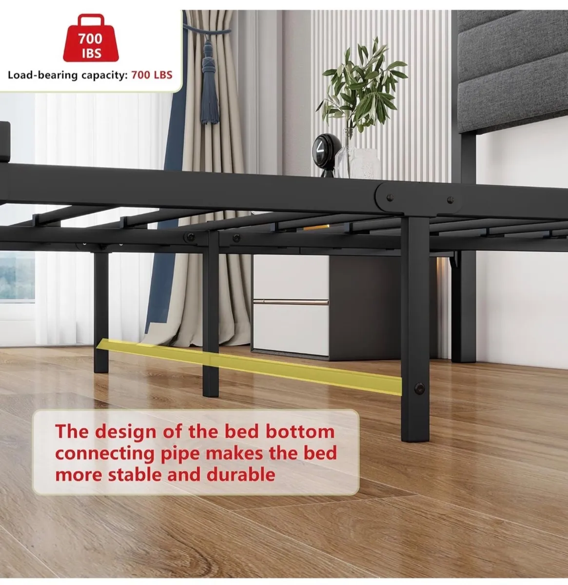 Double Bed Frame with Storage 4ft6 Upholstered Bed - Image 3