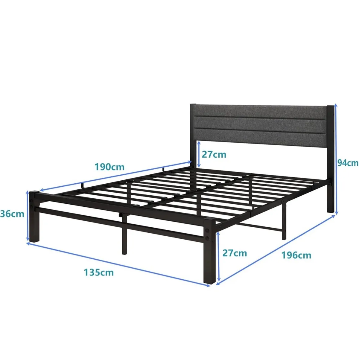 Double Bed Frame with Storage 4ft6 Upholstered Bed - Image 2