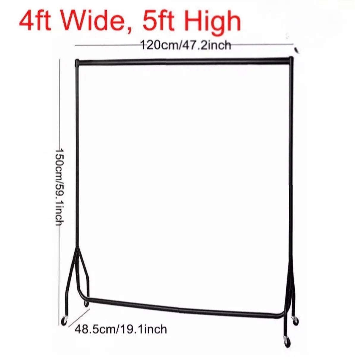 NEW 4ft Wide Heavy Duty Clothes Rail - Image 3