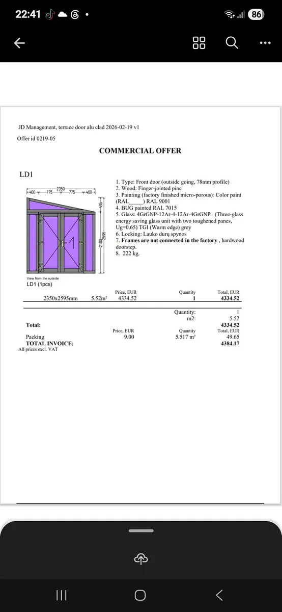 Brand New AluClad Timber Patio Door Set – Triple G