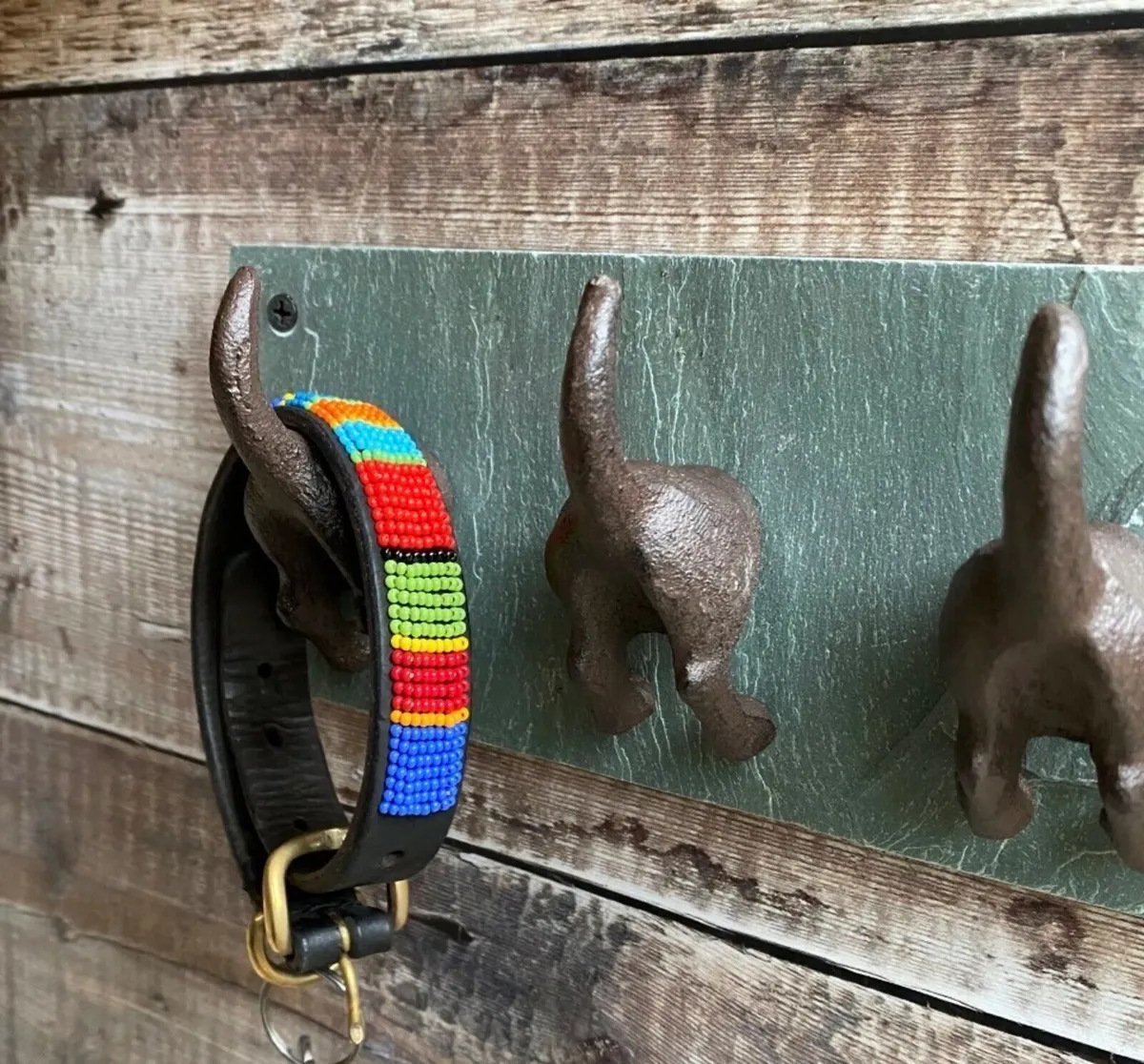 NEW 4 Dog Tails Coat Hooks Cast Iron & Slate - Image 2