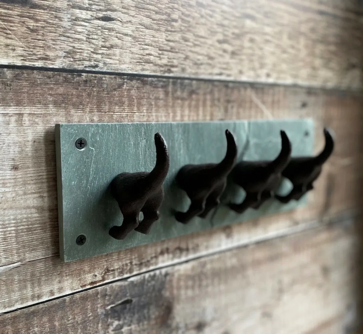 NEW 4 Dog Tails Coat Hooks Cast Iron & Slate - Image 3