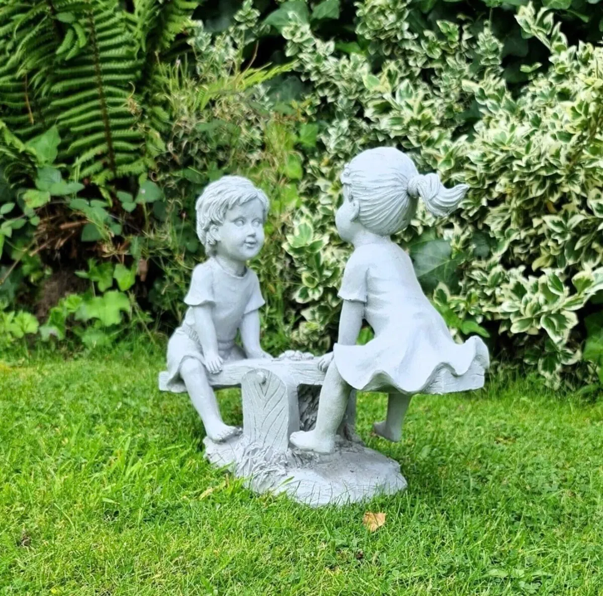 NEW Garden Ornament Boy and Girl Seesaw - Image 3