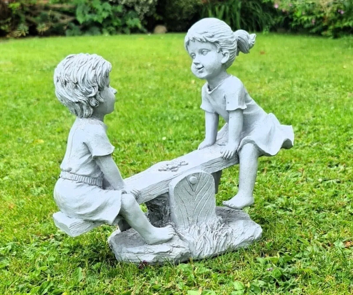 NEW Garden Ornament Boy and Girl Seesaw - Image 4