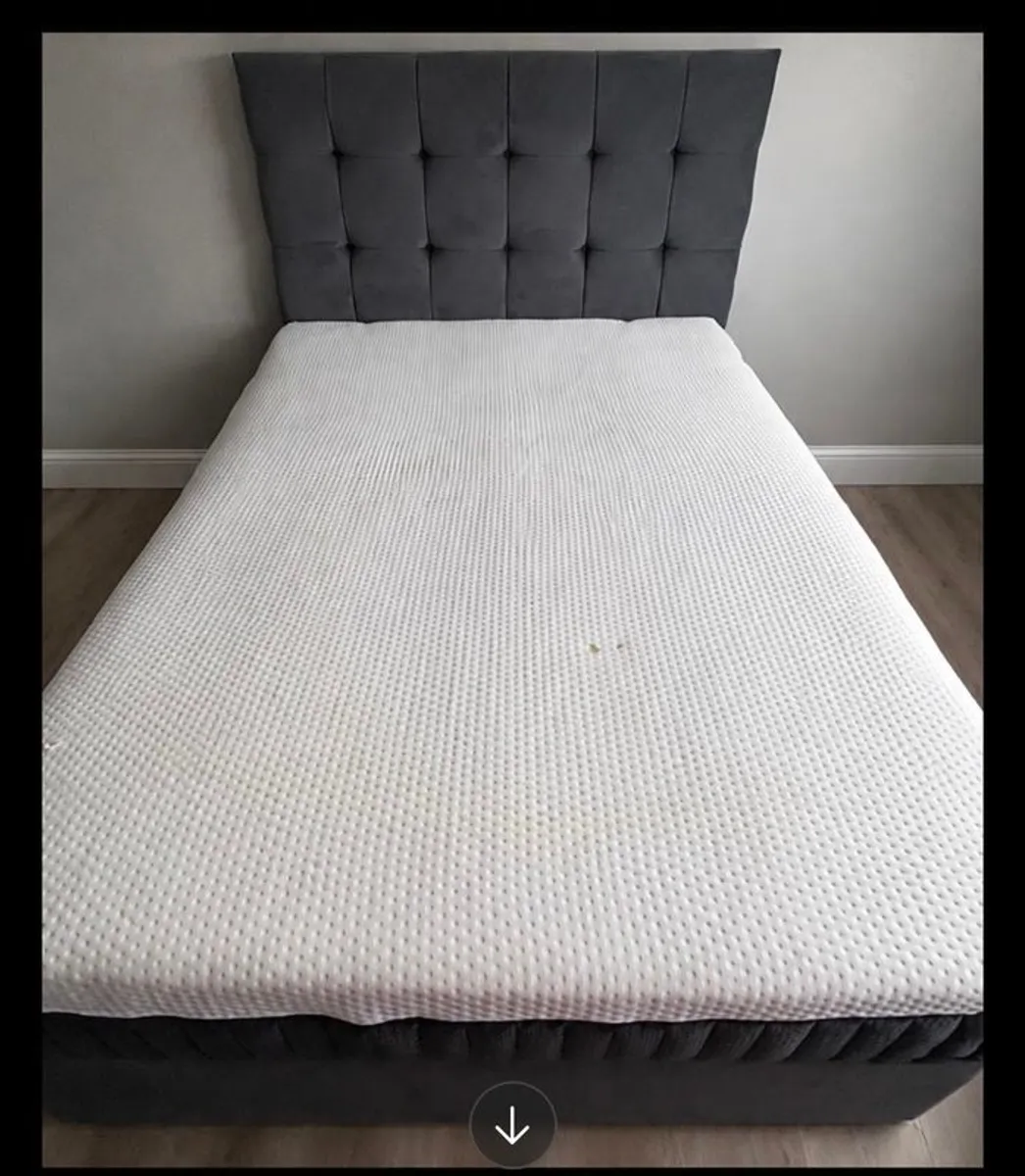 Grey Double bed frame and Emma mattress - Image 2