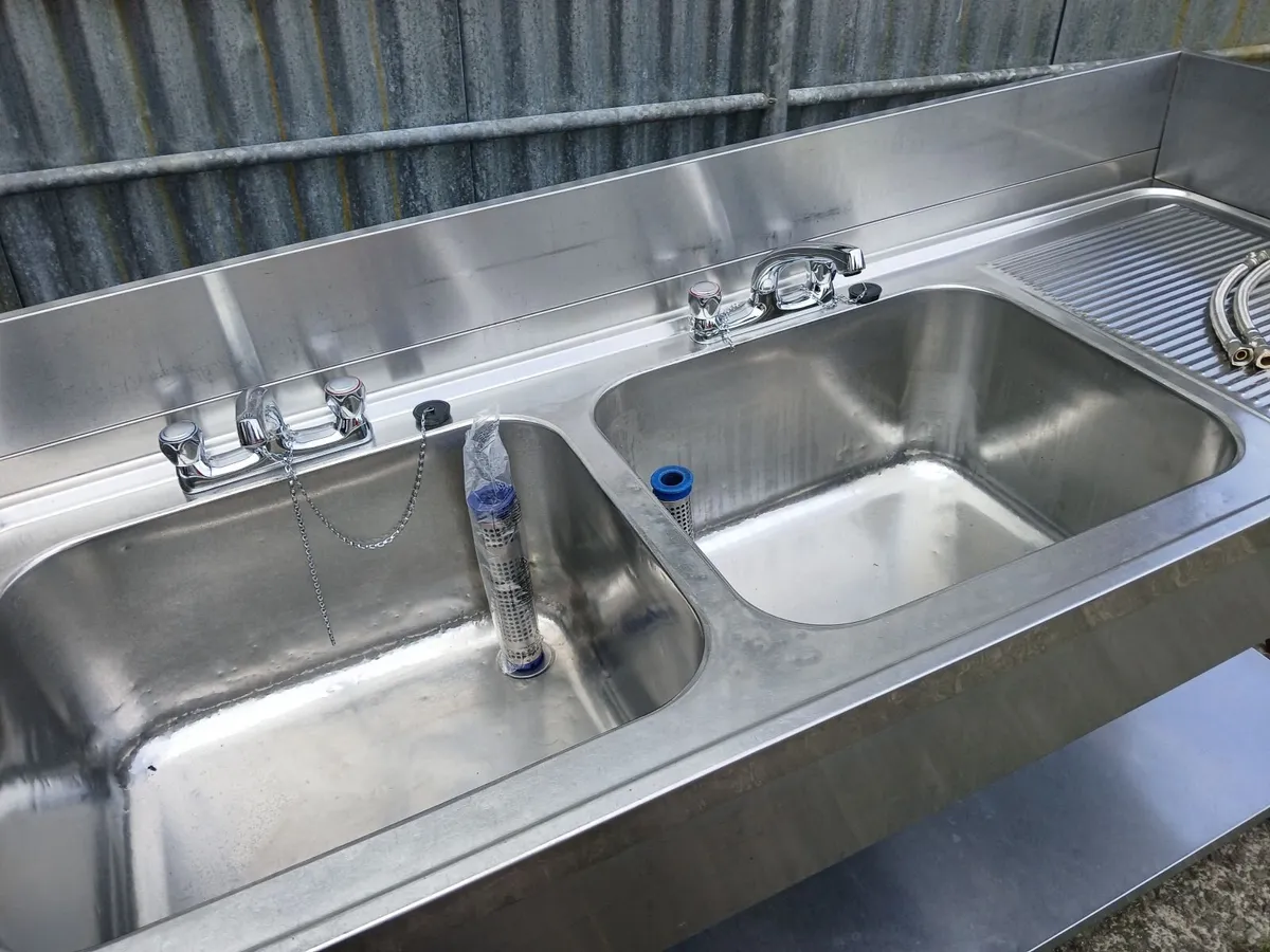 Staneless steel cabbinet double sink unit complete - Image 3