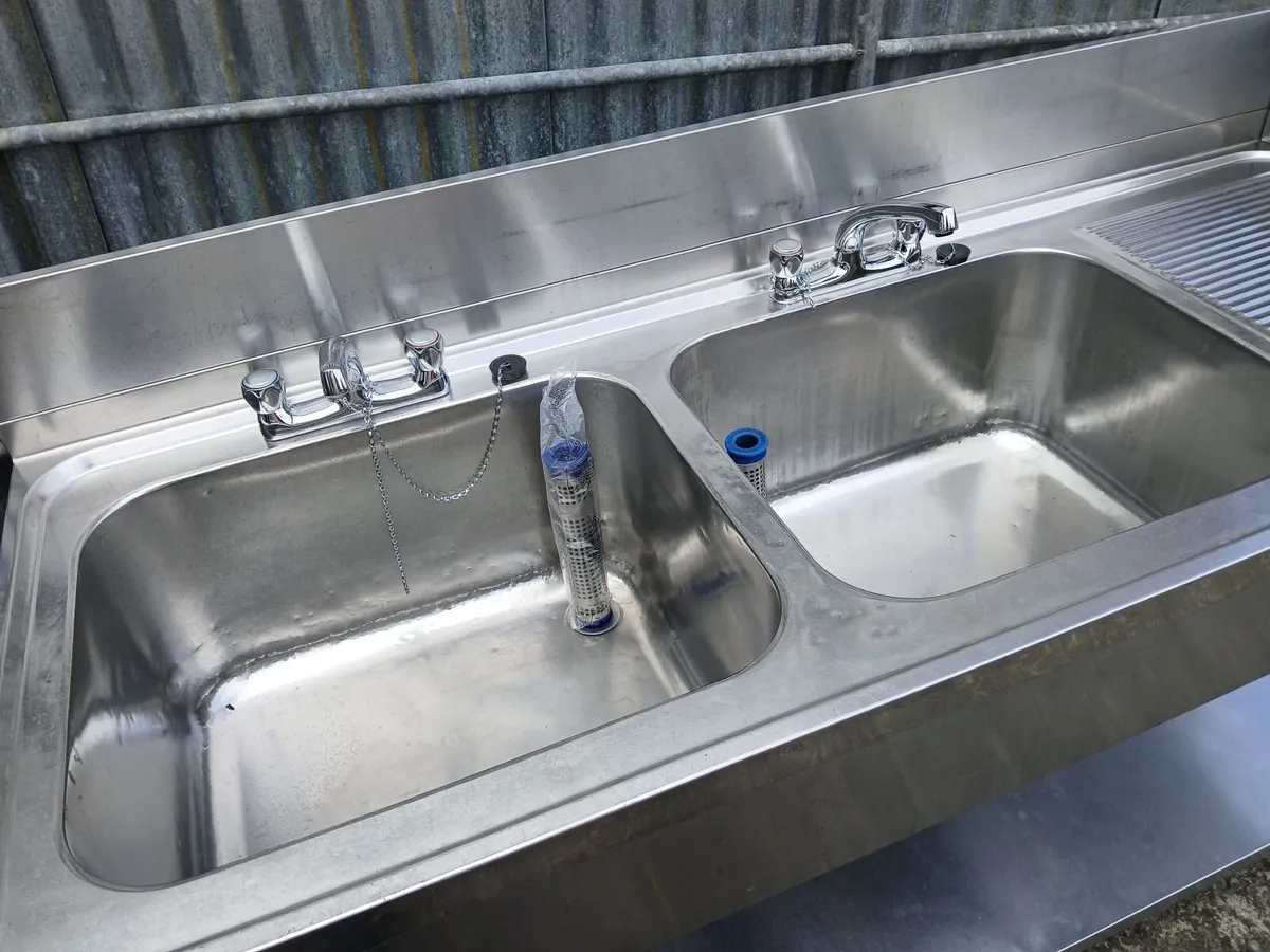 Staneless steel cabbinet double sink unit complete - Image 4