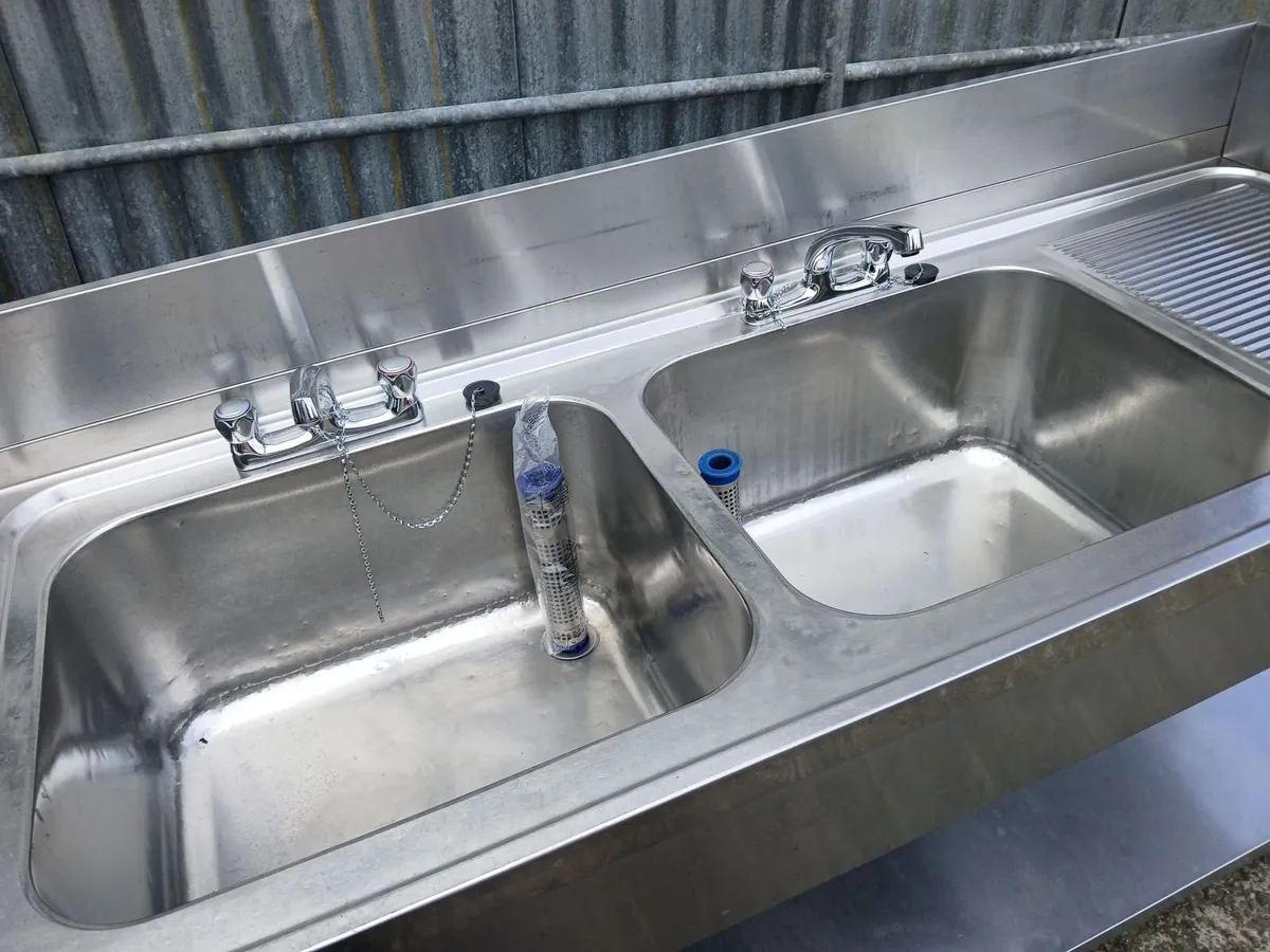 Staneless steel cabbinet double sink unit complete - Image 2
