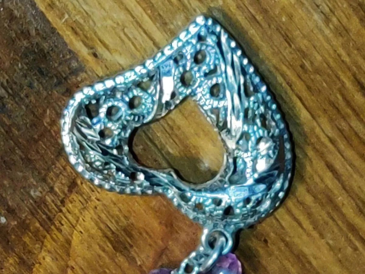GLITTERY HEART AMETHYST, 925 Silver New Bracelet ! - Image 4
