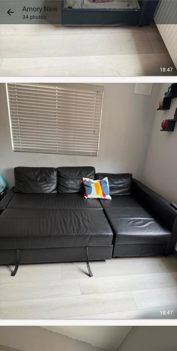 Leather corner sofa  bed with a storage - Image 1