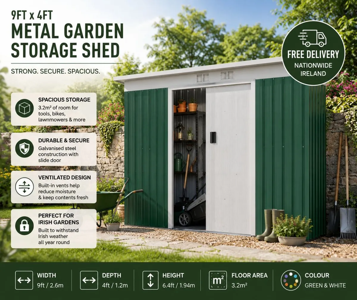 Metal shed 9ft x 4ft - Image 2