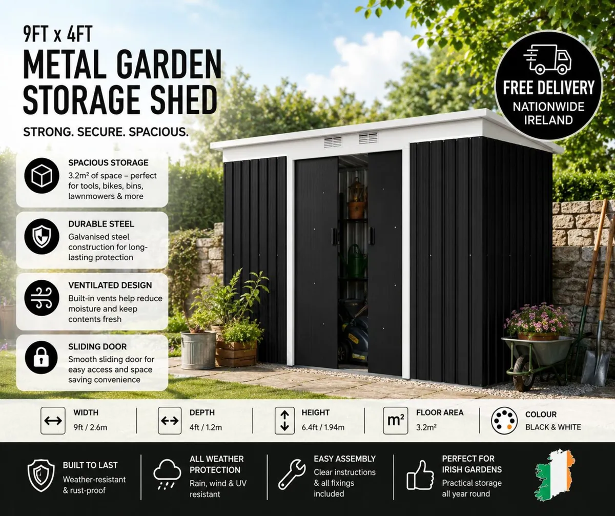 Metal shed 9ft x 4ft - Image 1