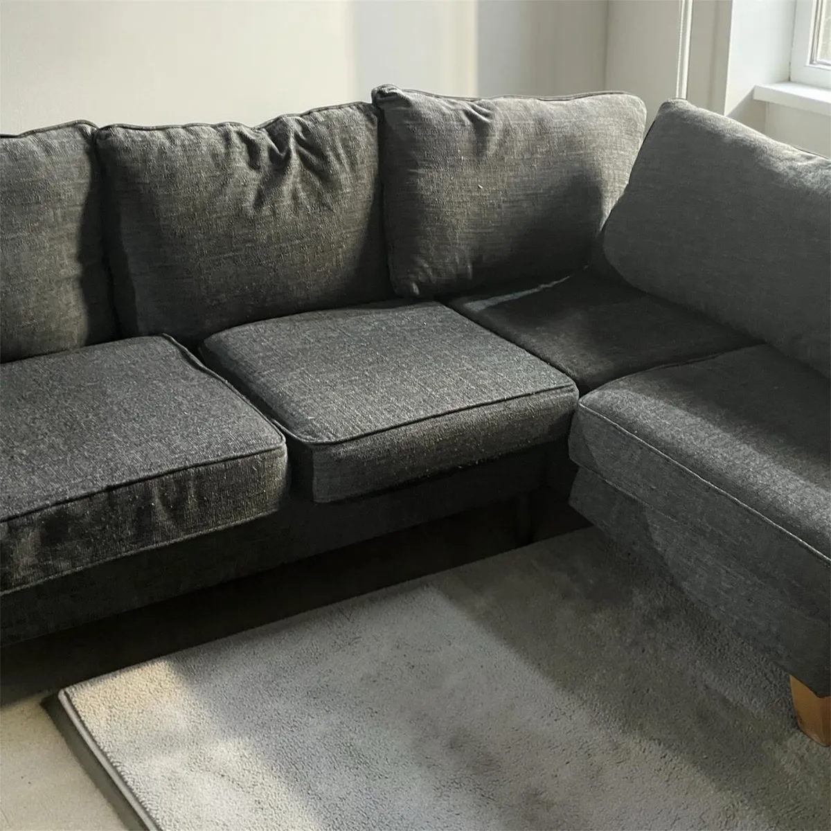Grey corner sofa L shaped couch furniture - Image 2