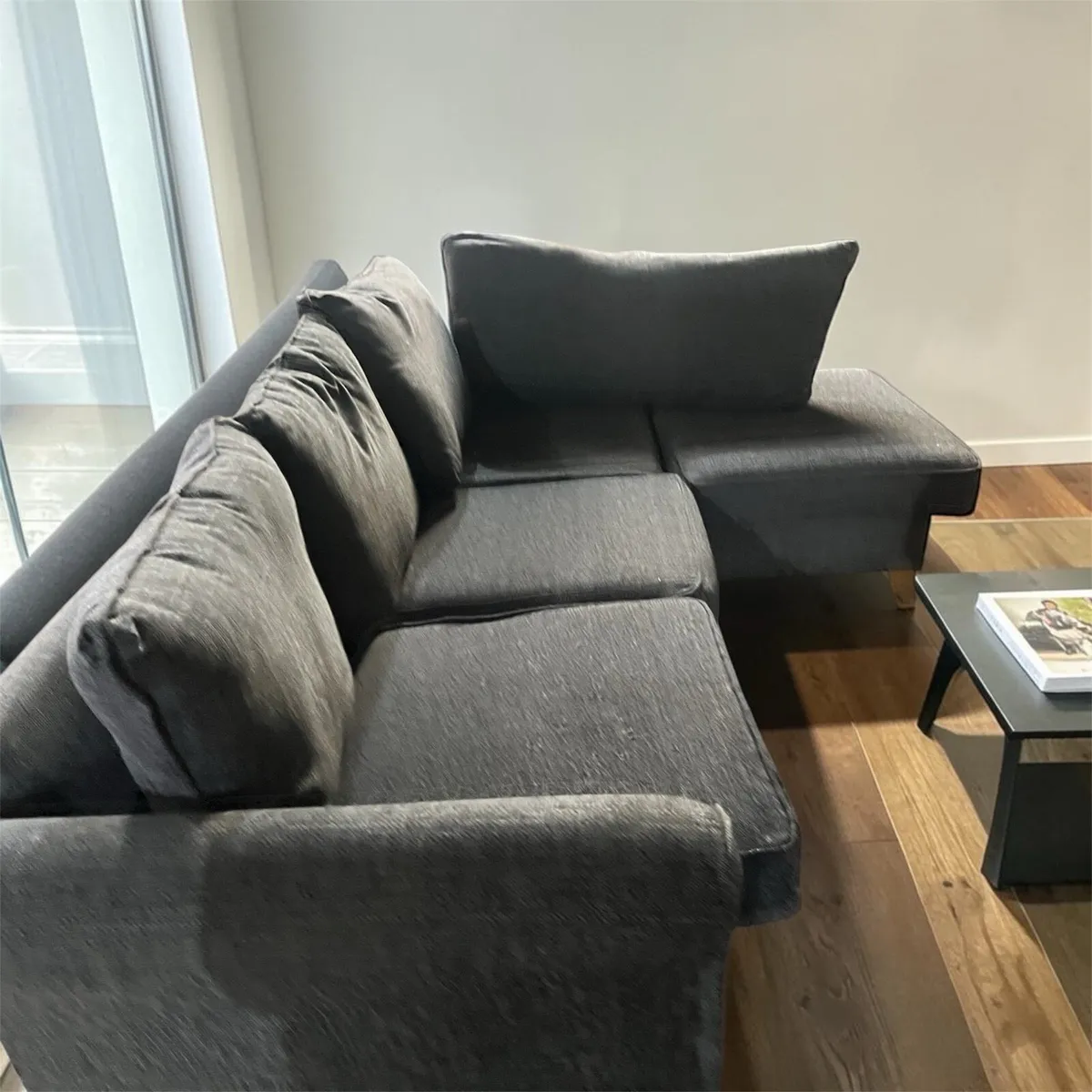 Grey corner sofa L shaped couch furniture - Image 3
