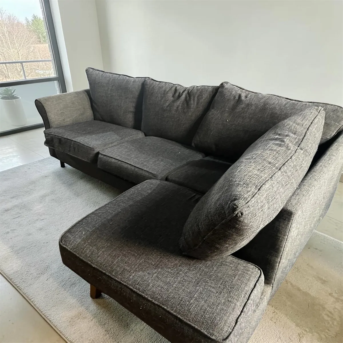 Grey corner sofa L shaped couch furniture - Image 1