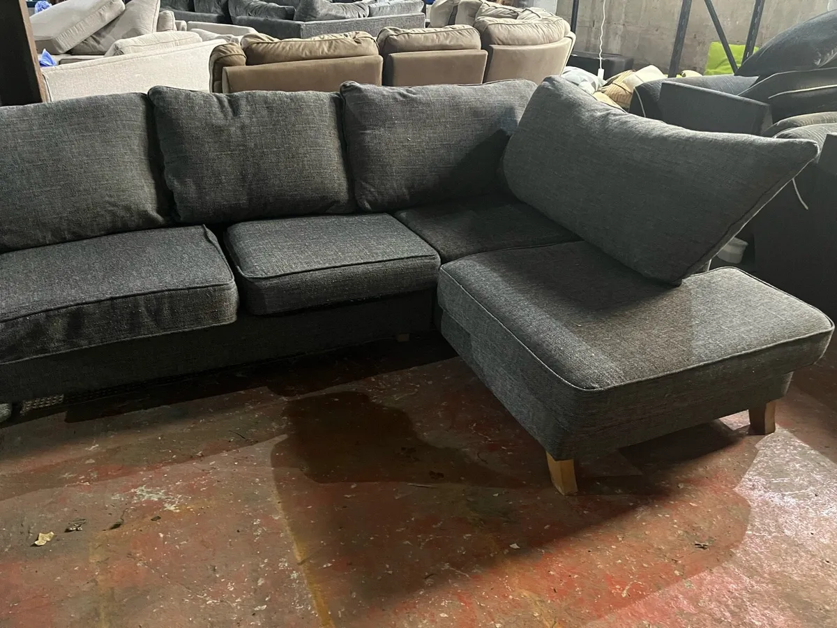 Grey corner sofa L shaped couch furniture - Image 4