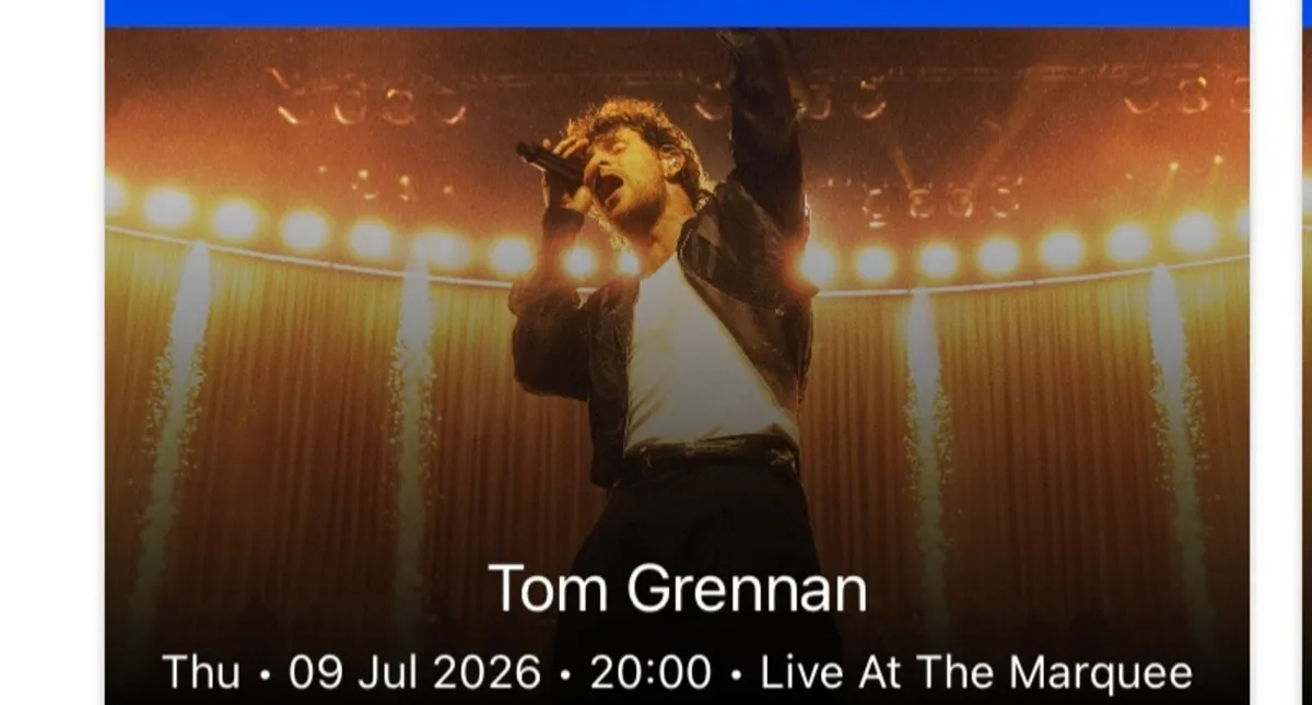 2 Tom Grennan tickets - live at the marquee - Image 2