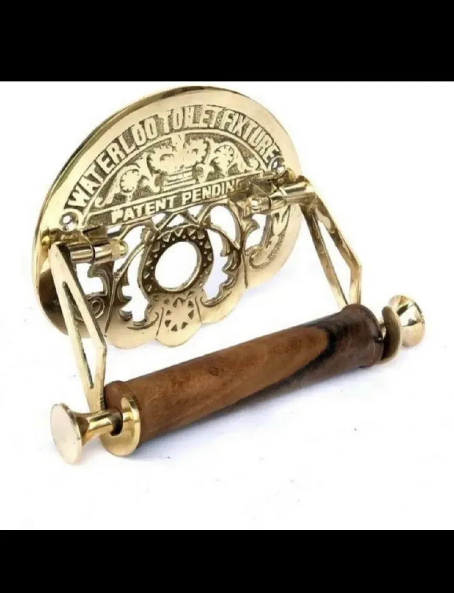 NEW Solid Brass Toilet Roll Holder Antique Style - Image 2