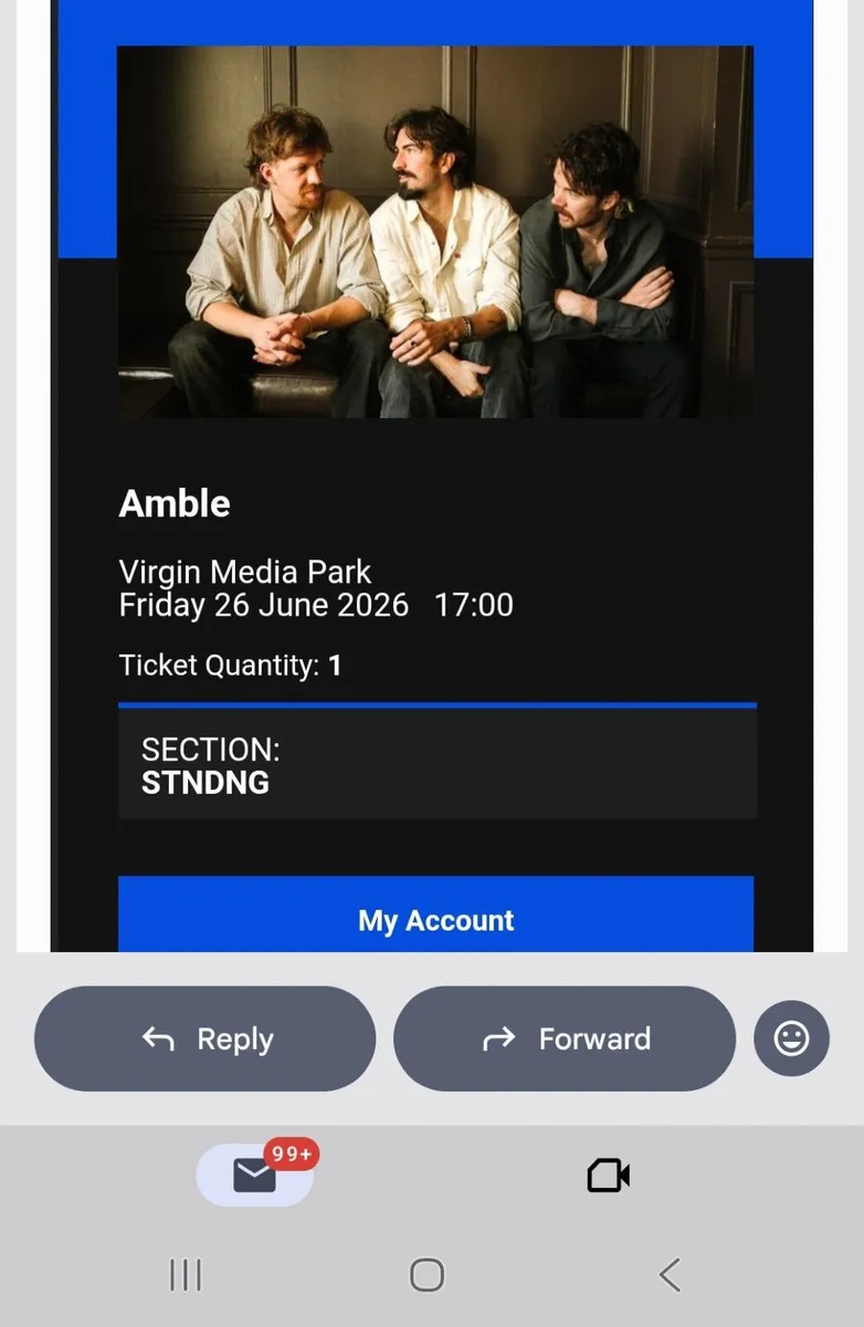 Amble Ticket Fri 26th Virgin Media Park