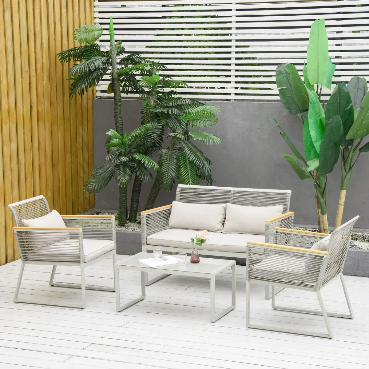 4 Piece Patio Wicker Sofa Set - Image 1