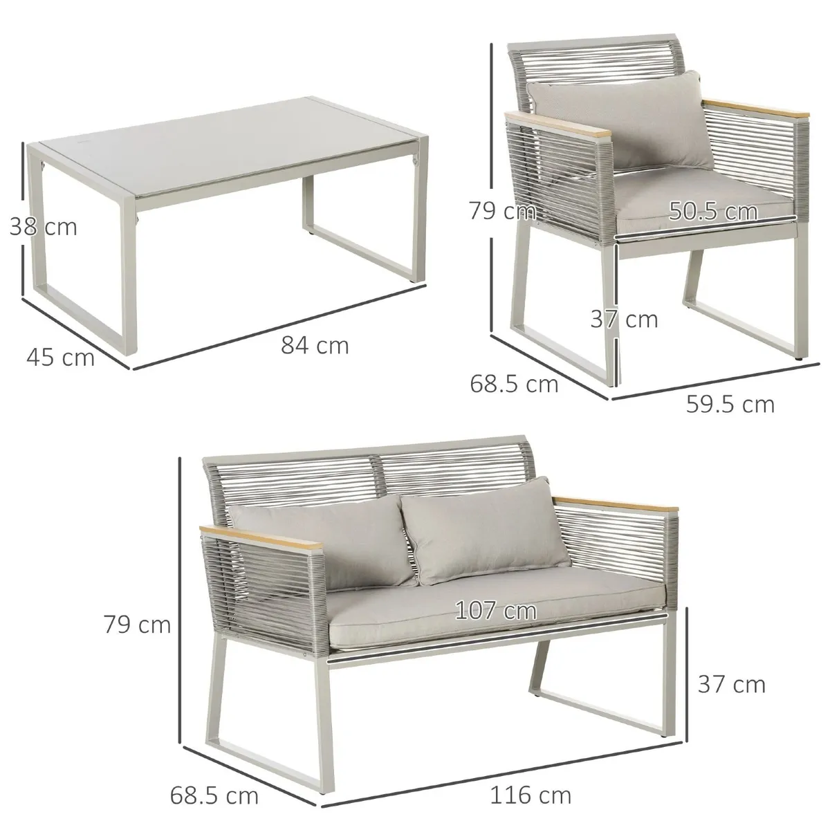 4 Piece Patio Wicker Sofa Set - Image 2