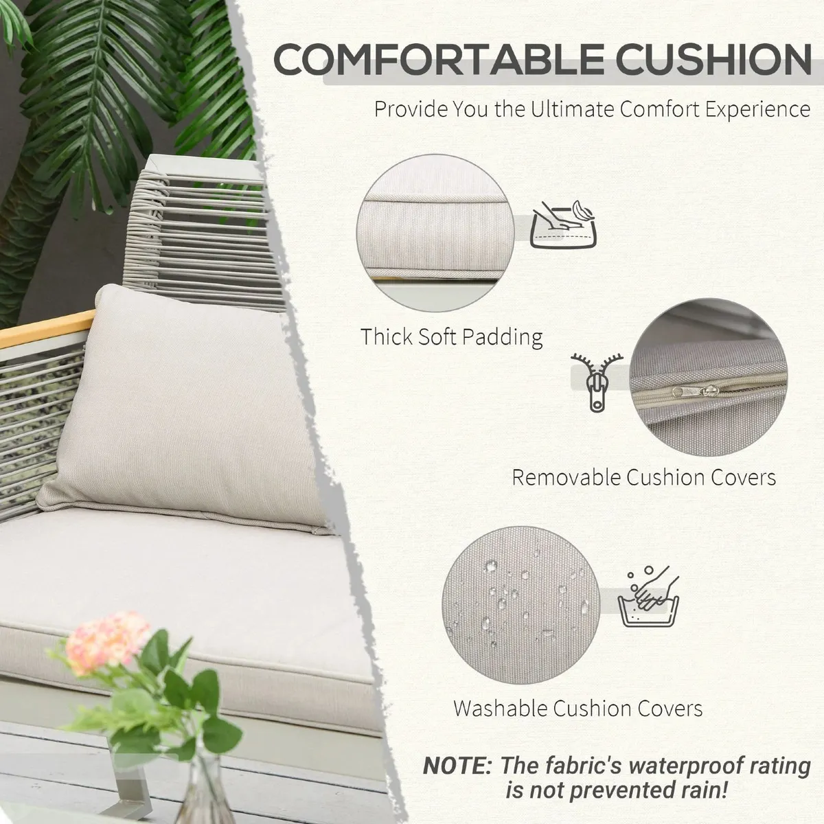 4 Piece Patio Wicker Sofa Set - Image 4