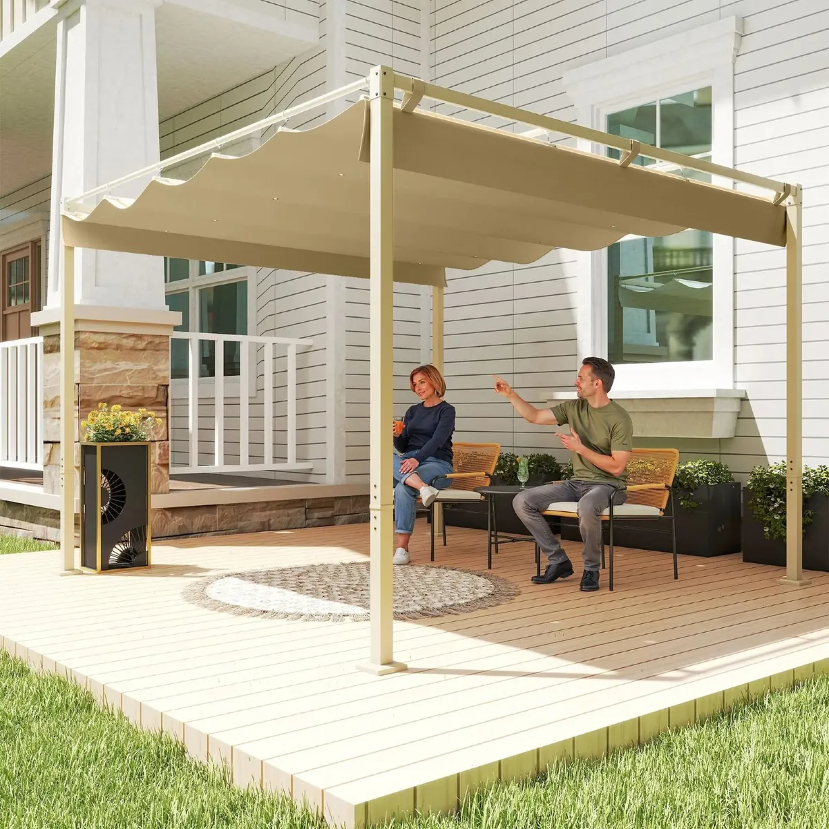 3 x 3m Retractable Roof Metal Pergola - Image 1