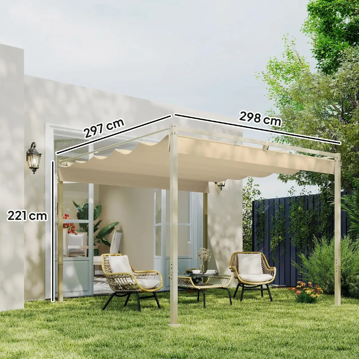 3 x 3m Retractable Roof Metal Pergola - Image 2