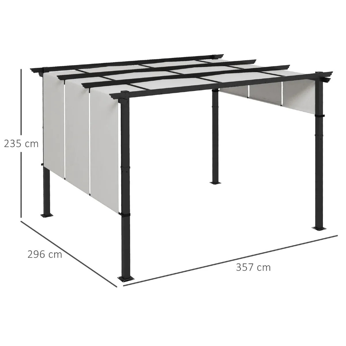Pergola with 3 sliding canopies 3.5L x 3l x 2.35H - Image 2