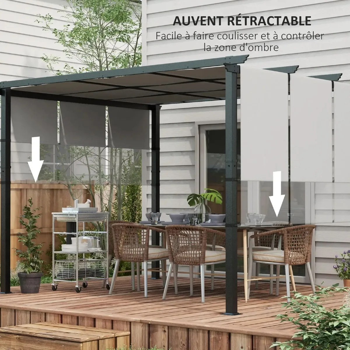 Pergola with 3 sliding canopies 3.5L x 3l x 2.35H - Image 3