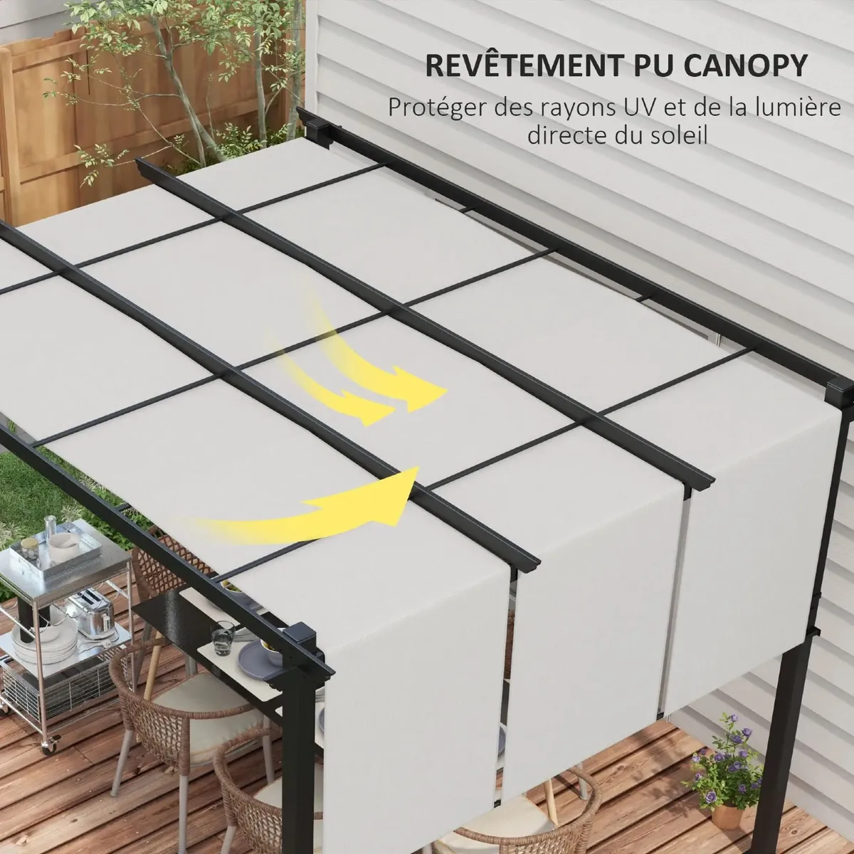 Pergola with 3 sliding canopies 3.5L x 3l x 2.35H - Image 4
