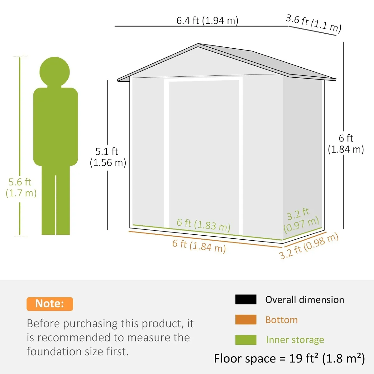 6.5ft x 3.5ft Garden Storage Shed - Image 2