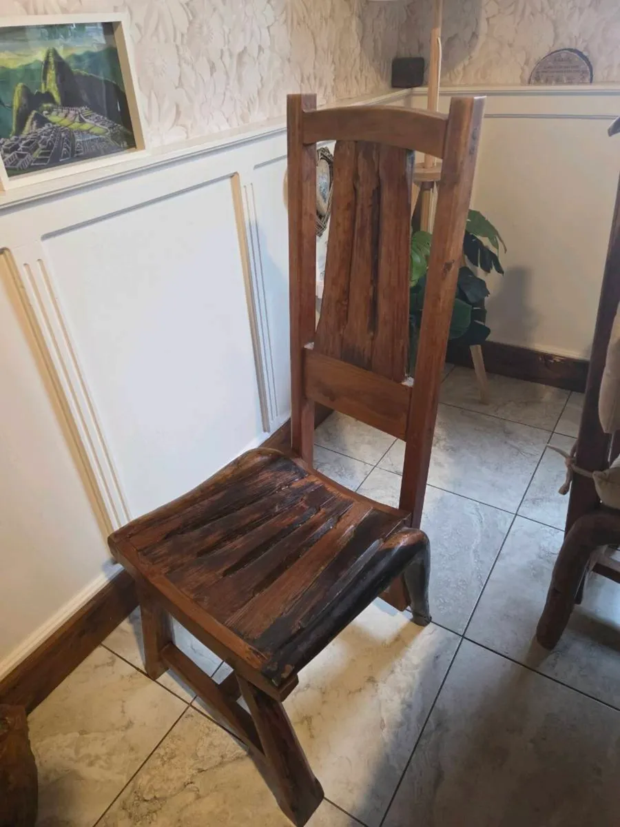 6 x Rustic Solid Wooden kitchen chairs - Image 1