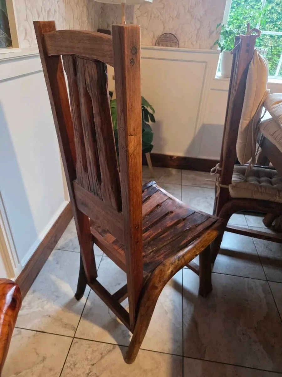 6 x Rustic Solid Wooden kitchen chairs - Image 2