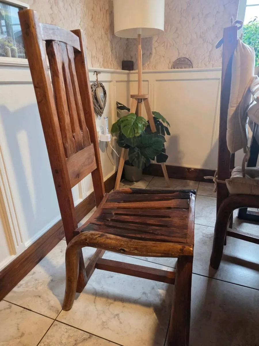 6 x Rustic Solid Wooden kitchen chairs - Image 3