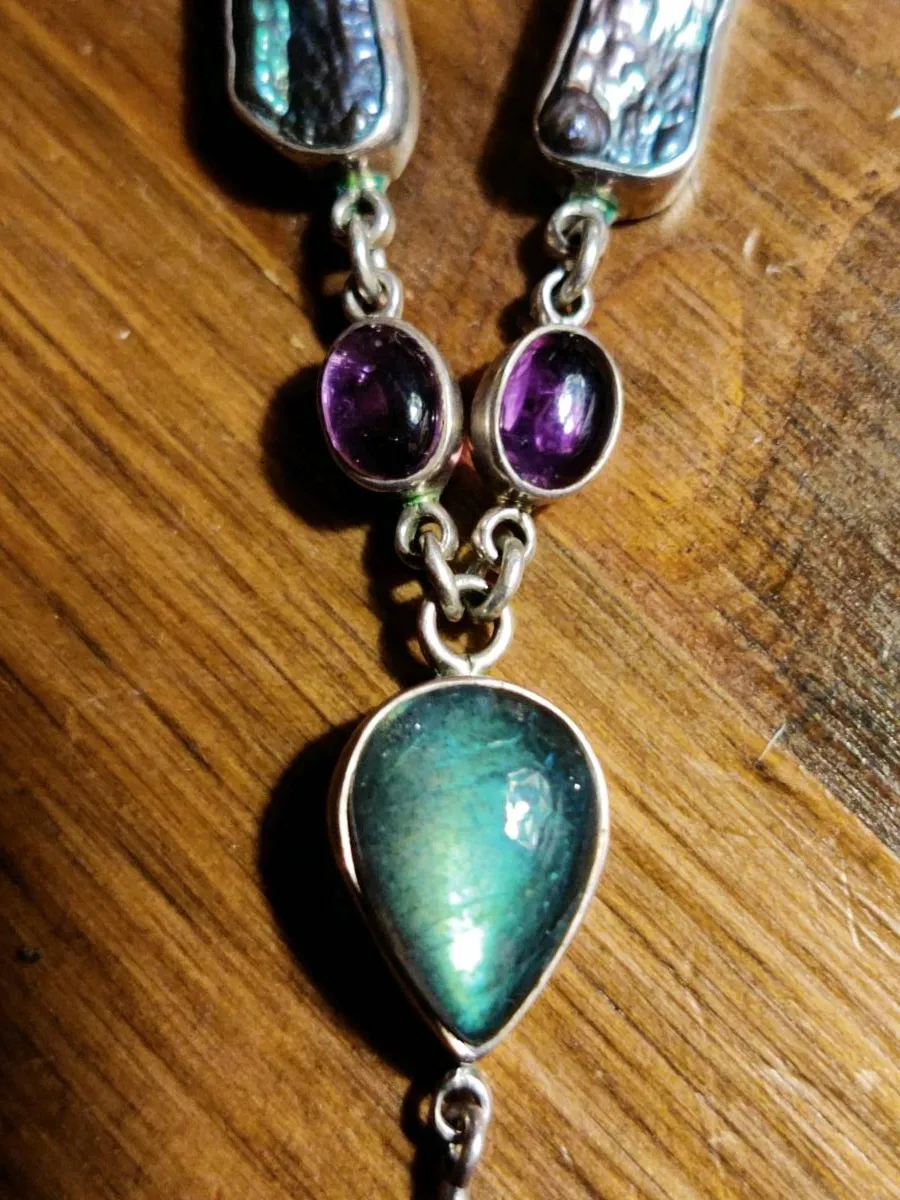HUGE GREEN TOURMALINE, 925 Silver 20"Long Necklace - Image 4