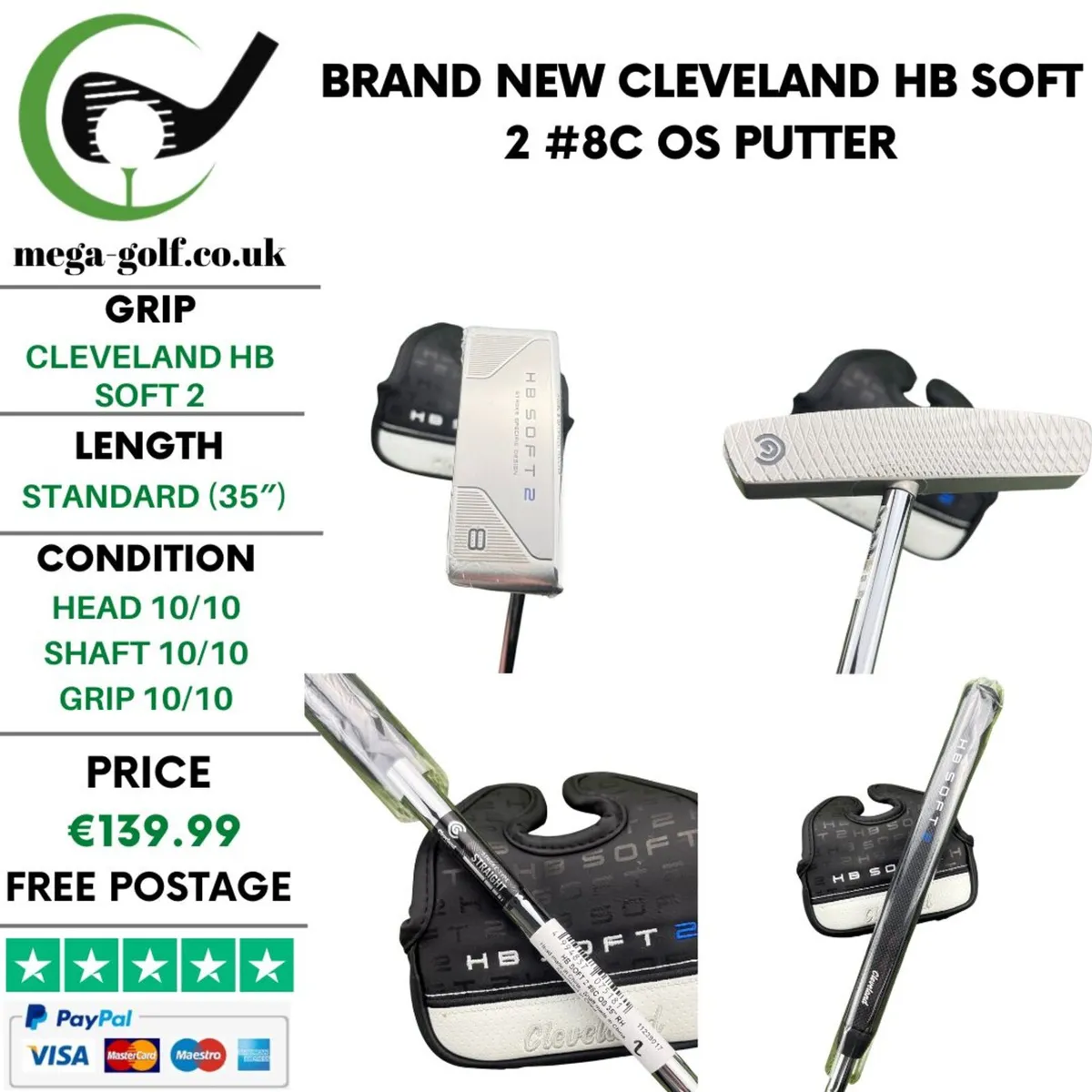 Brand New Cleveland HB Soft 2 #8C OS Putter / 35" - Image 1