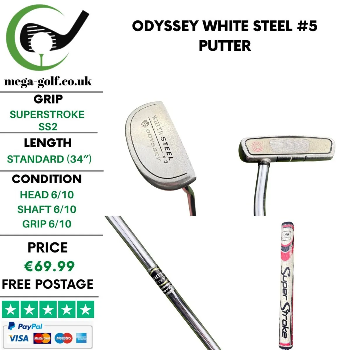 Odyssey White Steel #5 Putter / 34'' - Image 1