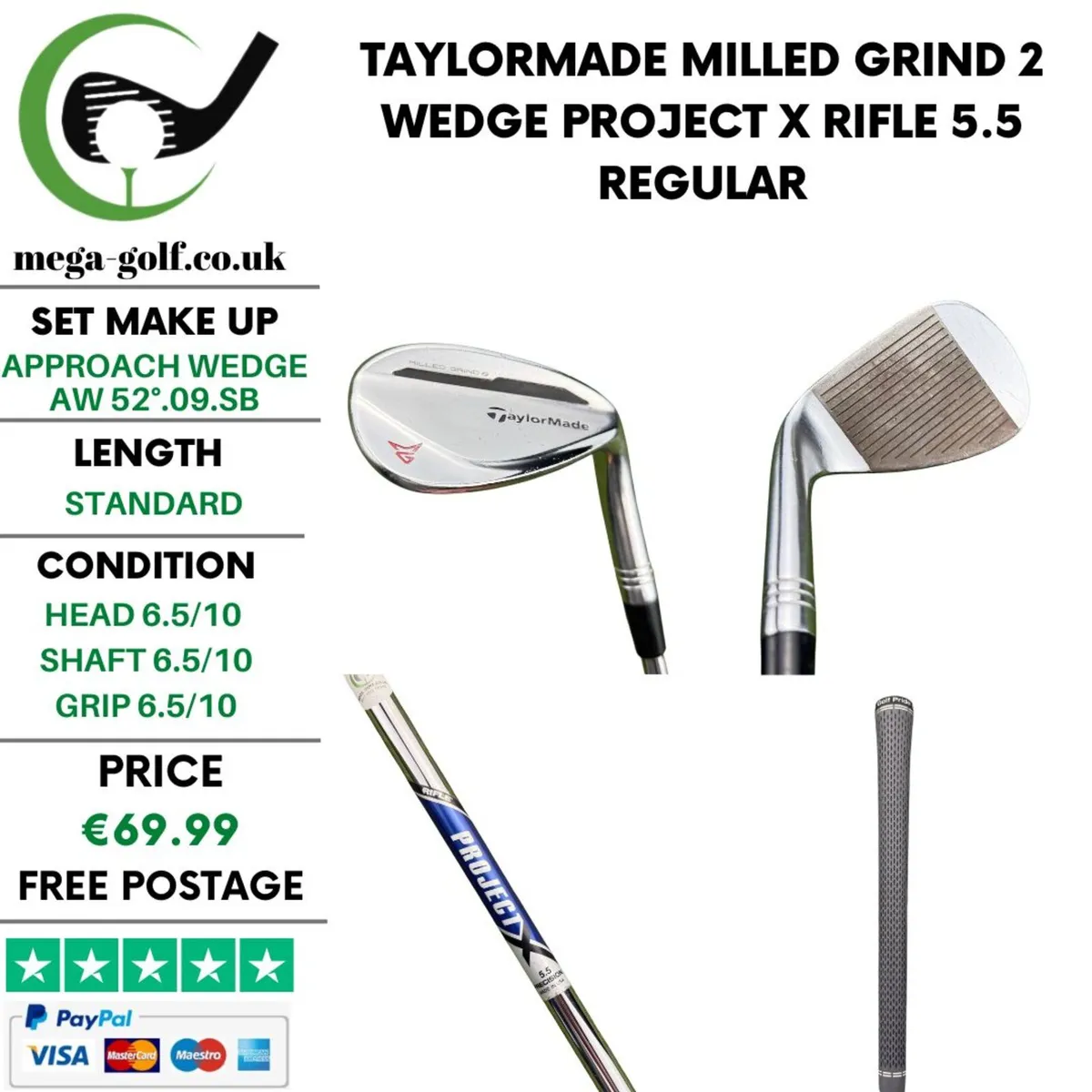Taylormade Milled Grind 2 Wedge Aw 52°.09.SB - Image 1